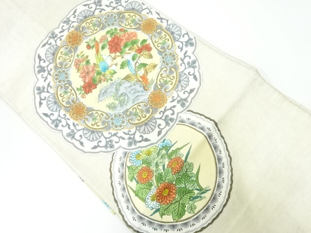 アンティーク　花鳥模様袋帯（材料）
